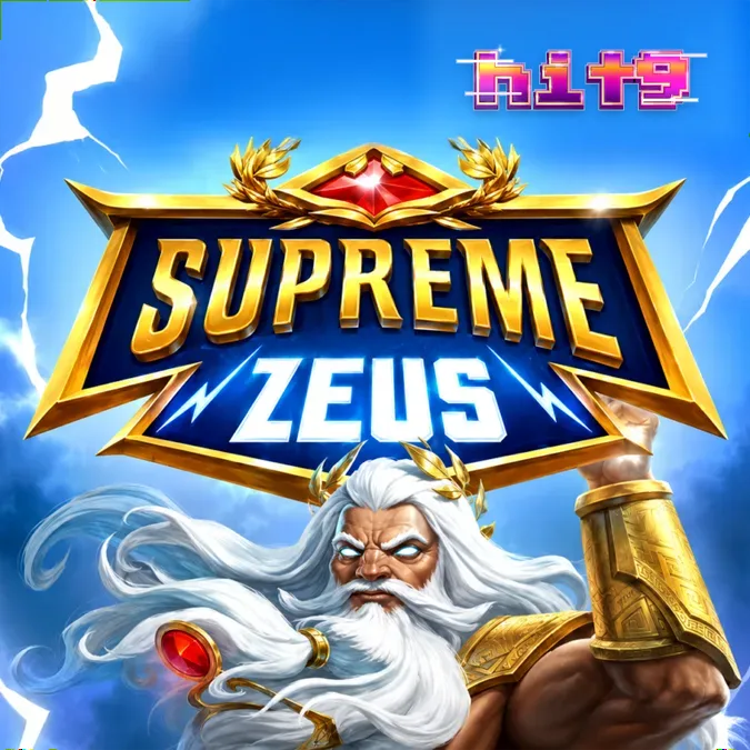 Tampilan visual slot Supreme Zeus dengan estetika neon mitologi Yunani.